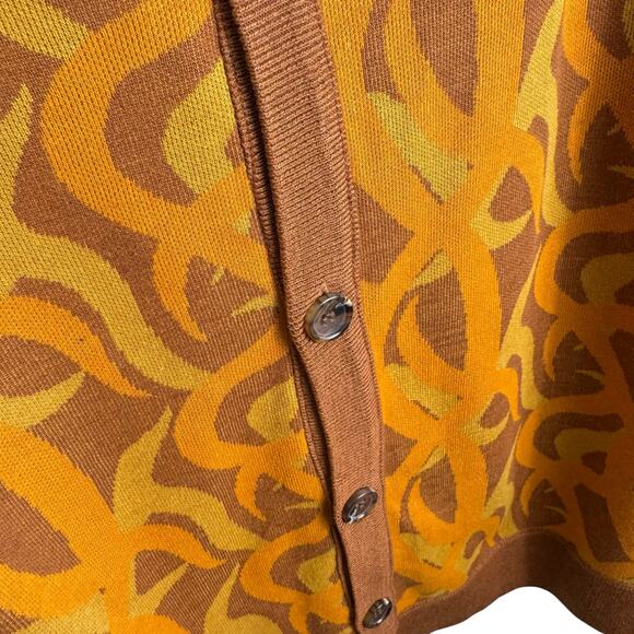 Airwalk Brown Orange Patterned V-Neck Button Up Grandpa Cardigan Sweater Mens 3X - Picture 4 of 6